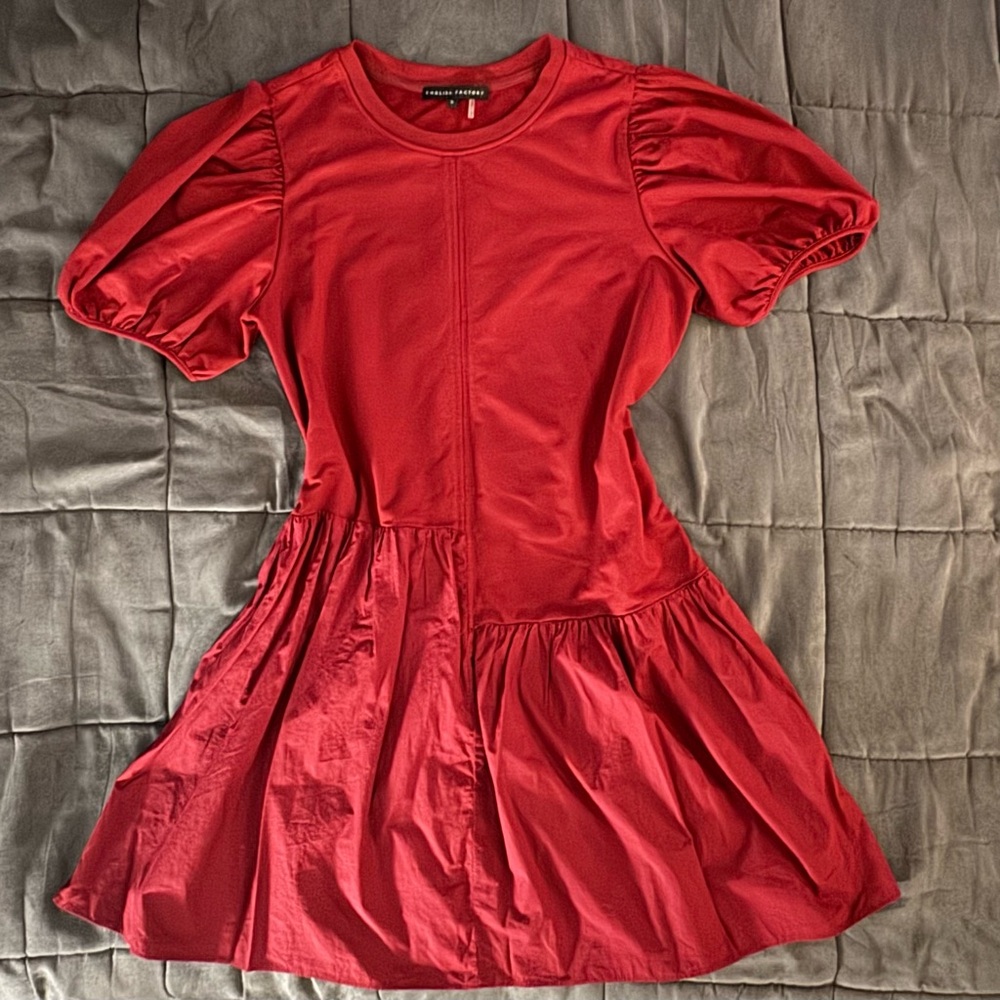 English Factory Vibrant Red Asymmetrical Waist Dress 💃